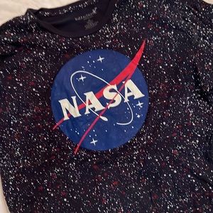 BUZZALDRIN short sleeve, NASA T-shirt with white and red spatter design